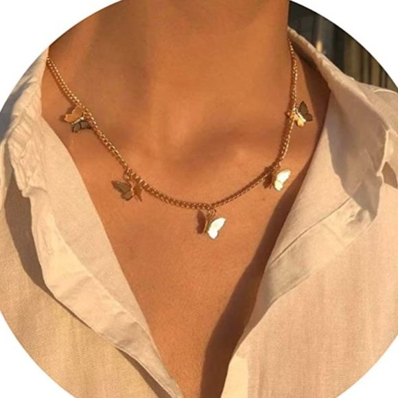 14kt Butterfly Choker Necklace Women's! New